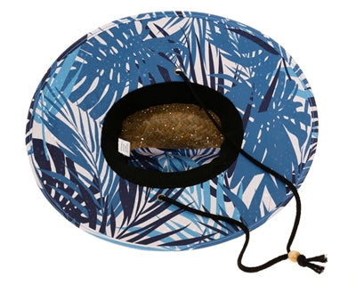 Straw Lifeguard Hat - Blue Palm Leaf