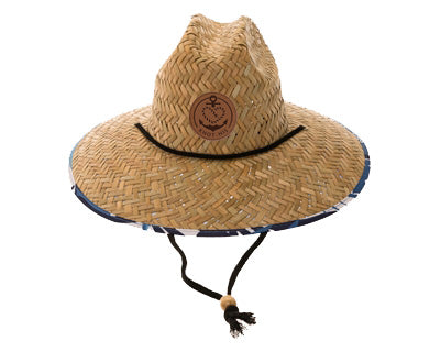 Straw Lifeguard Hat - Blue Palm Leaf