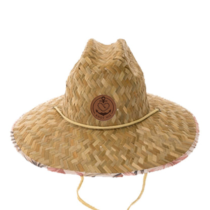 Straw Lifeguard Hat - Pink Hibiscus